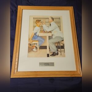 VINTAGE NORMAN ROCKWELL "AT THE OPTOMETRIST" 23x19 FRAMED LITHOGRAPH